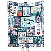 Soft Bicycle Blanket for Couch Bed Cozy Microfiber Fleece Flannel Bike Throw Blanket Gifts for Cycling Lover Kids Boys Girls Adults (Bike02, 130cm x 150cm(50'' x 60''))