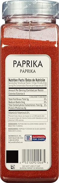 MCCORMICK CULINARY PAPRIKA, 18 OZ – ONE 18 OUNCE CONTAINER OF SWEET PAPRIKA SEASONING, PERFECT WITH CHICKEN, PORK, BEEF MARINADES AND DRESSINGS