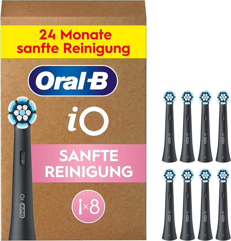 iO Aufsteckbürsten Sanfte Reinigung, Schwarz, 8 Stück