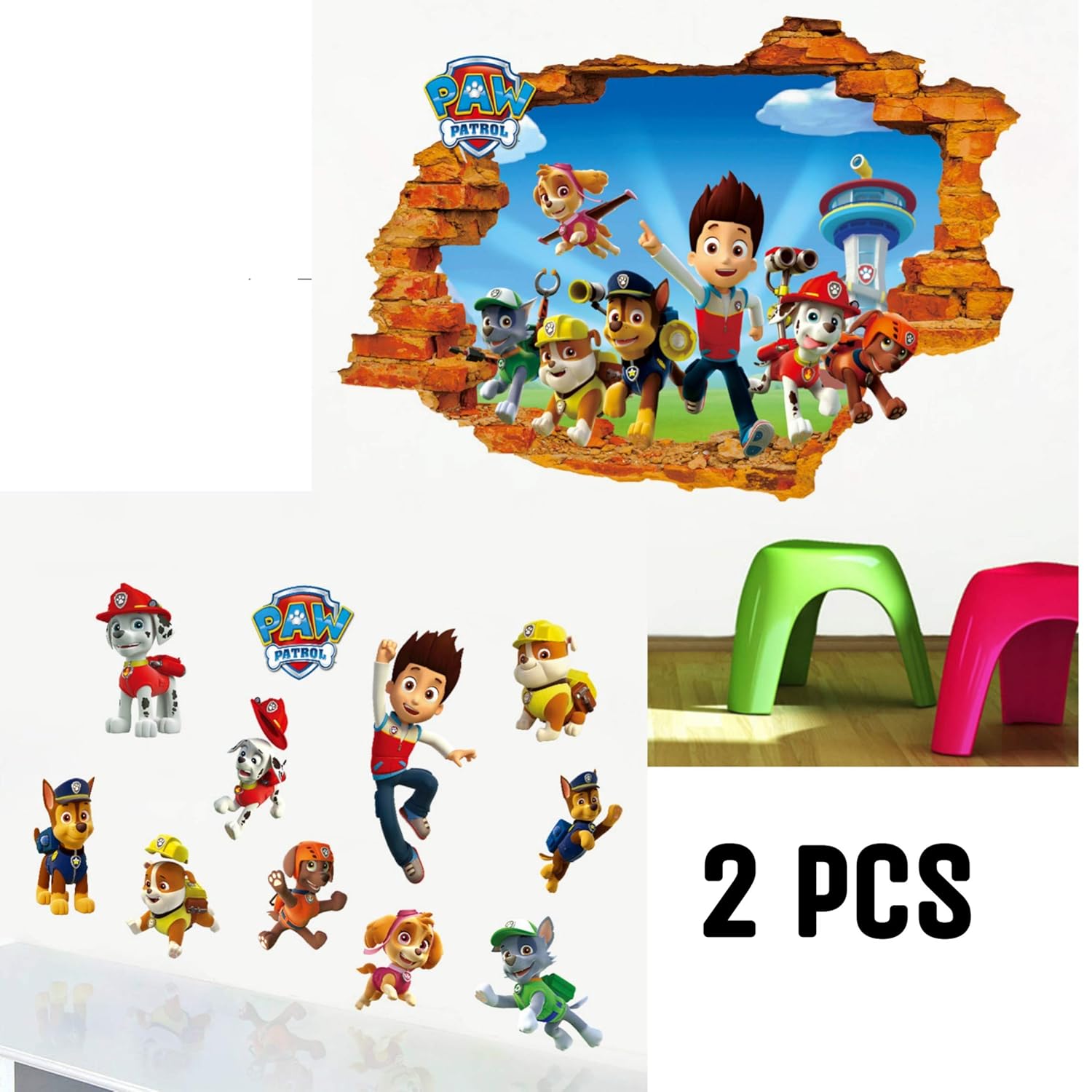 La Patrulla Canina - Adhesivo Decorativo 3D Para Pared de ...