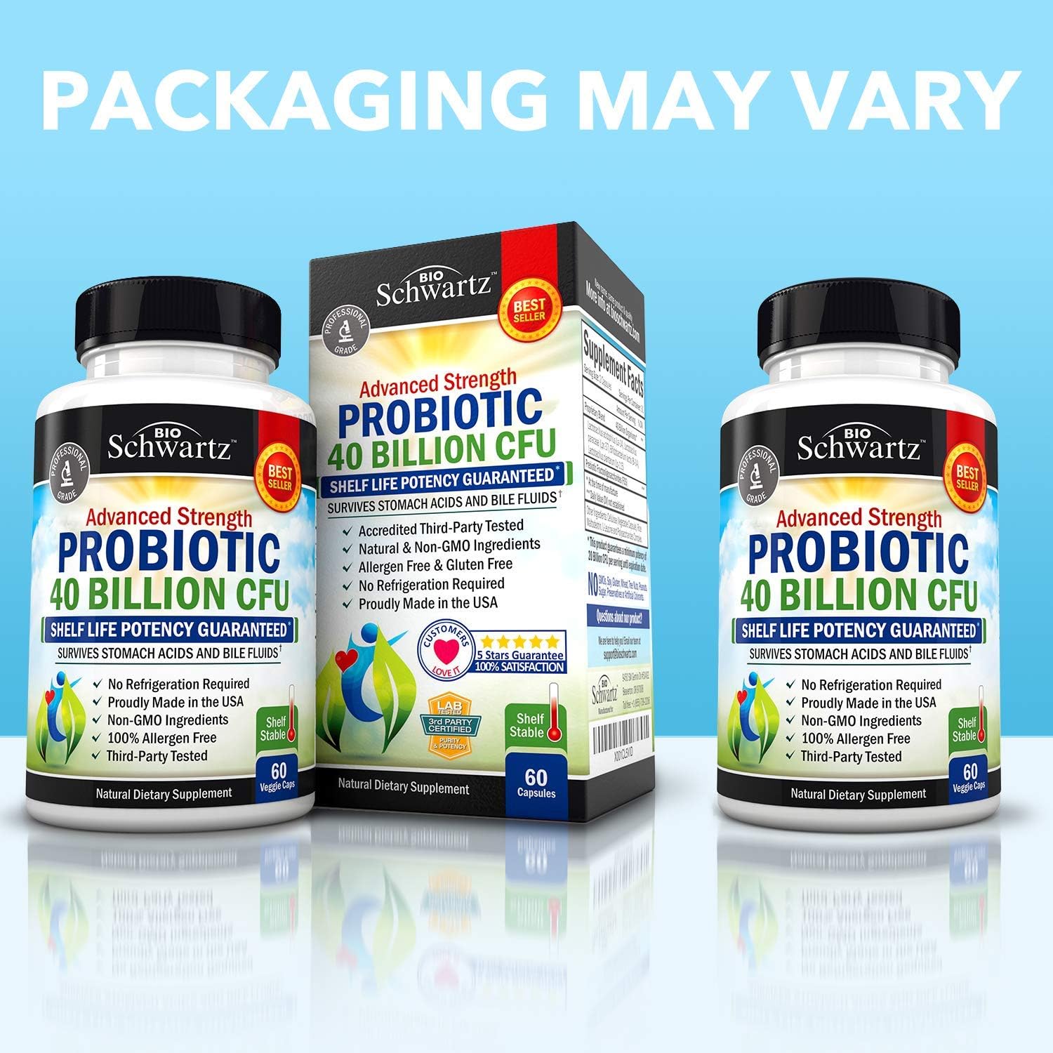 Probiotic 40 Billion CFU - Dr. Approved Probiotics for Women & Men - Guaranteed Potency Until Expiration - Patented Delay Release, Shelf Stable, Gluten & Dairy Free - Lactobacillus Acidophilus - 60ct: Health & Personal Care
