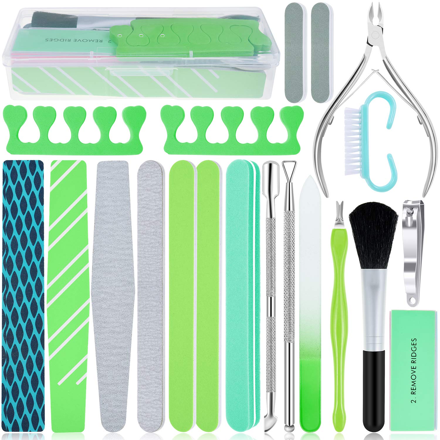 20 in 1 Nail File Set, EAONE Professional Manicure Kit Pedicure Tools Nail Art Tools with Nail Files and Buffers Cuticle Nipper Cuticle Pusher Nail Cutter for Hand and Foot Nail Salon, Case Packaged: Beauty