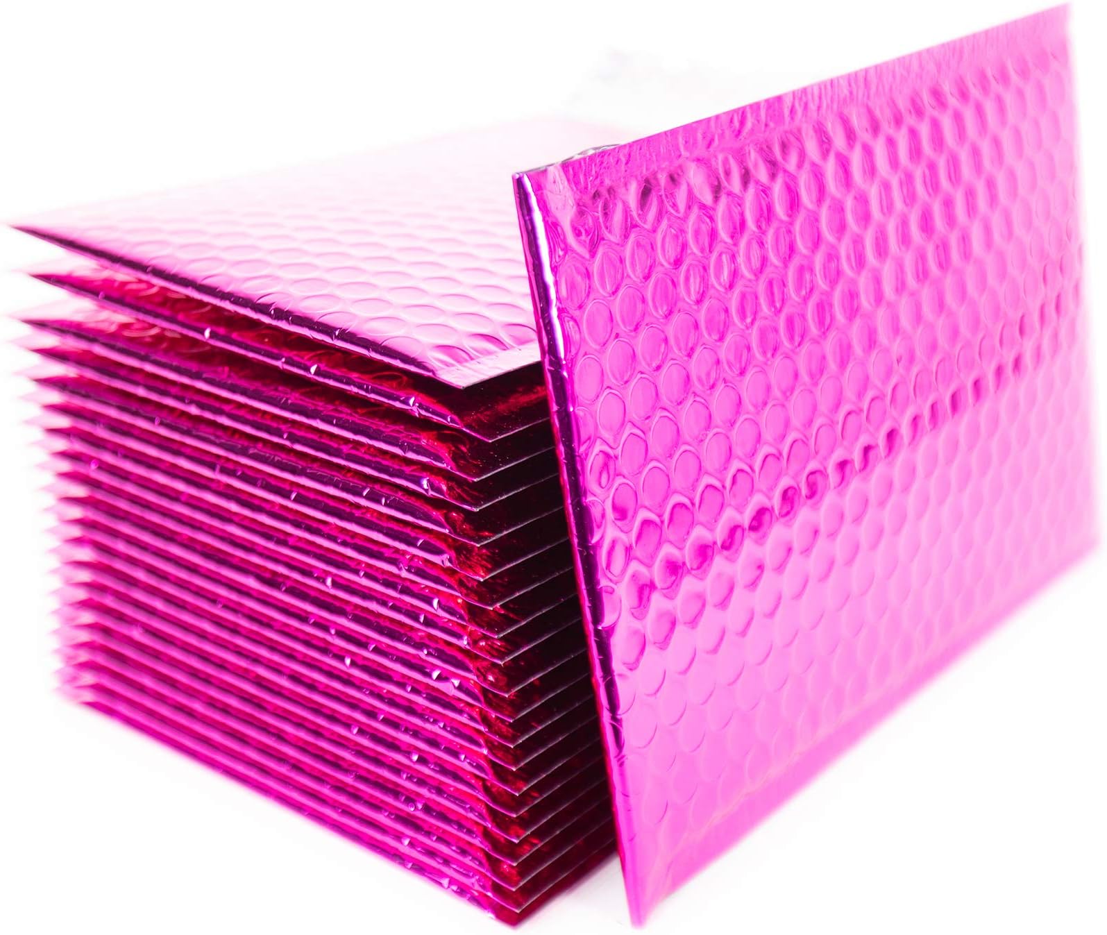 Empire Mailers #DVD Rose Pink Foil Bubble Mailers 6.5 Inch x 11.5 Inch Metallic Padded Mailers, Waterproof Tear Resistant, Self-Seal Adhesive Shipping Postal Bags, Ideal for Fragile Items, Pack of 12