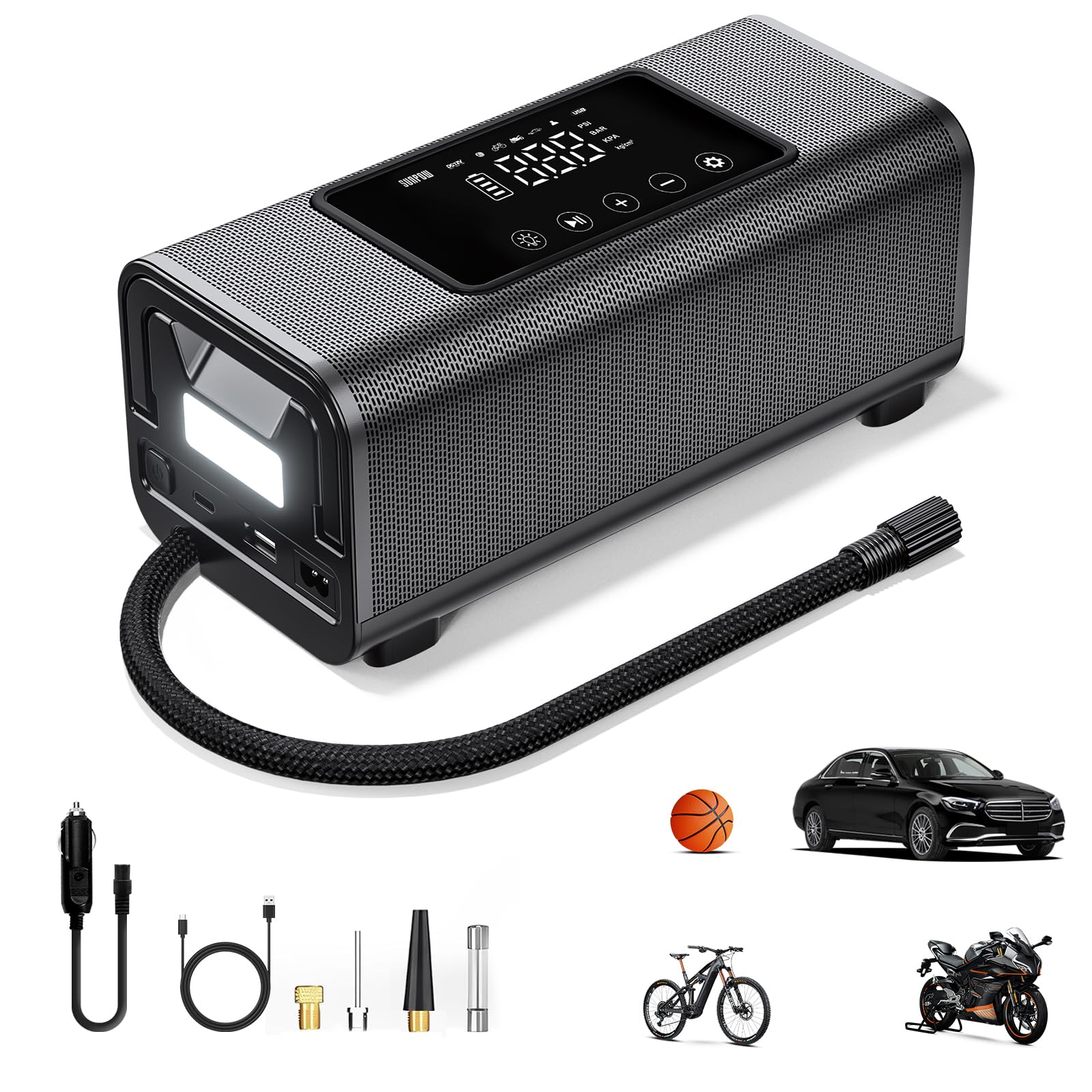 Portable Tire Inflator 150 PSI - 7800mAh Cordless Air Compressor With Auto Shut Off