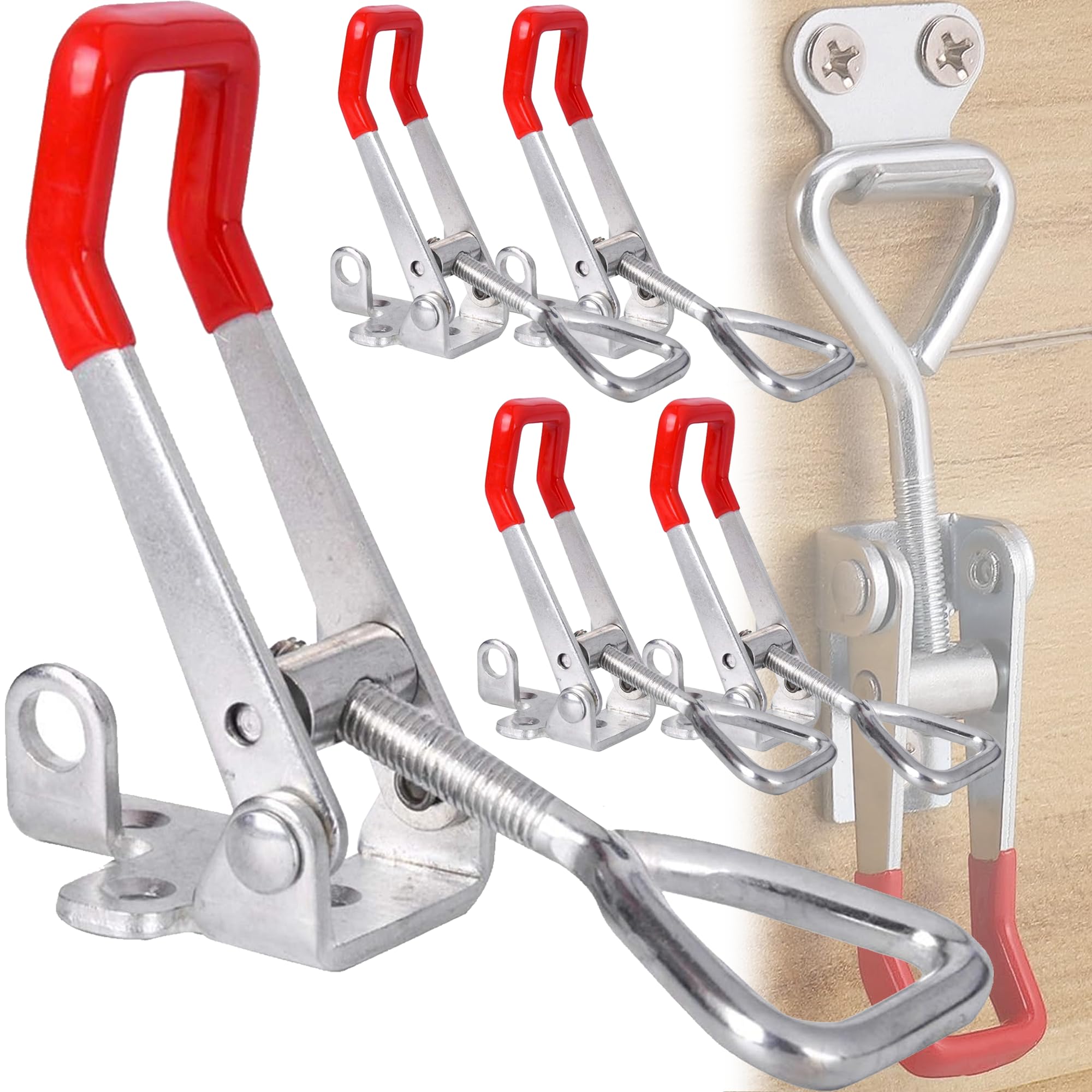 MINGZE 5pcs Toggle Toggle Clamp Metal Fix Latch Latch Clamp Latches 4001, Door Lock Type Holding Capacity Metal Quick Release Hand Tool 150kg