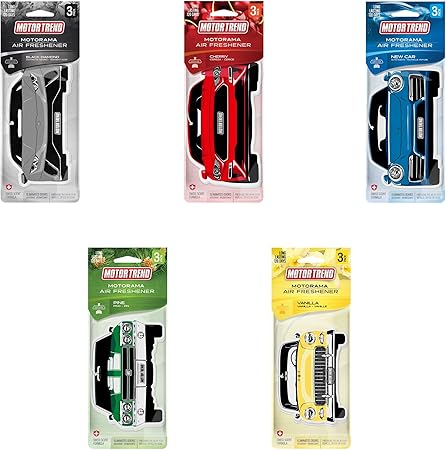 Amazon Motor Trend カーエアフレッシュナー アソートバラエティパック 長持ち消臭芳香 消臭剤 車 家庭 キッチン用 1パック3個 5フレーバー各4パック 合計60個 車用芳香剤 車 バイク