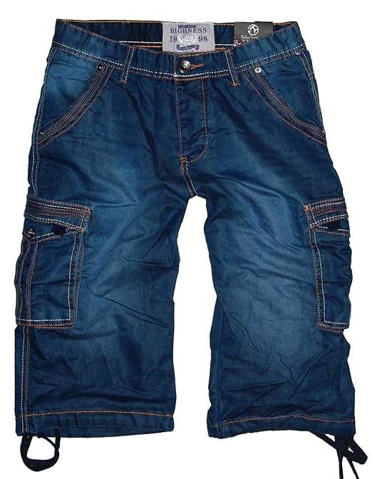 Highness-Jeans Herren Cargo Dreiviertel Jeans Hose