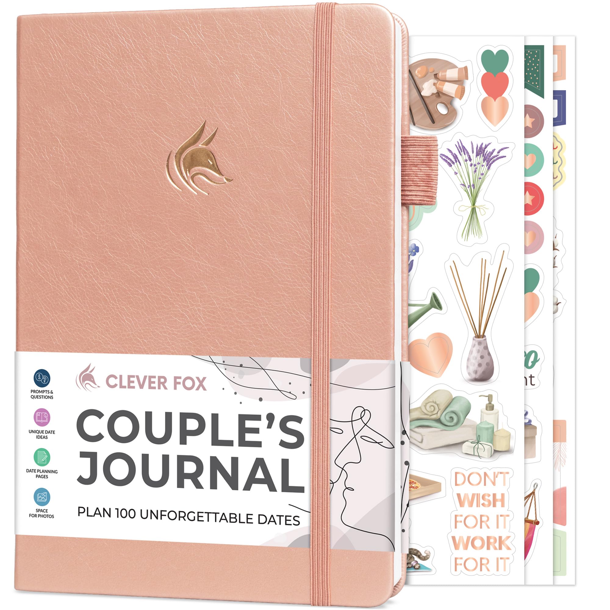 Clever Fox Couple’s Journal – Couples Date Night, Activity & Journaling Workbook – Relationship Book to Plan Dates & Fill Out Together – Engagement Gift Ideas – A5 Size (Rose Gold)