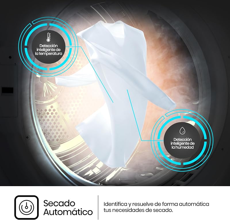 Hisense DHQE800BW2 - Secador de Roupa, 8Kg, Classe A++, 60cm Largura, 16 Programas, Secagem Automática, Secagem Rápida, Secagem Antirrugas, Bomba de Calor, Secagem Ion Refresh, Branco