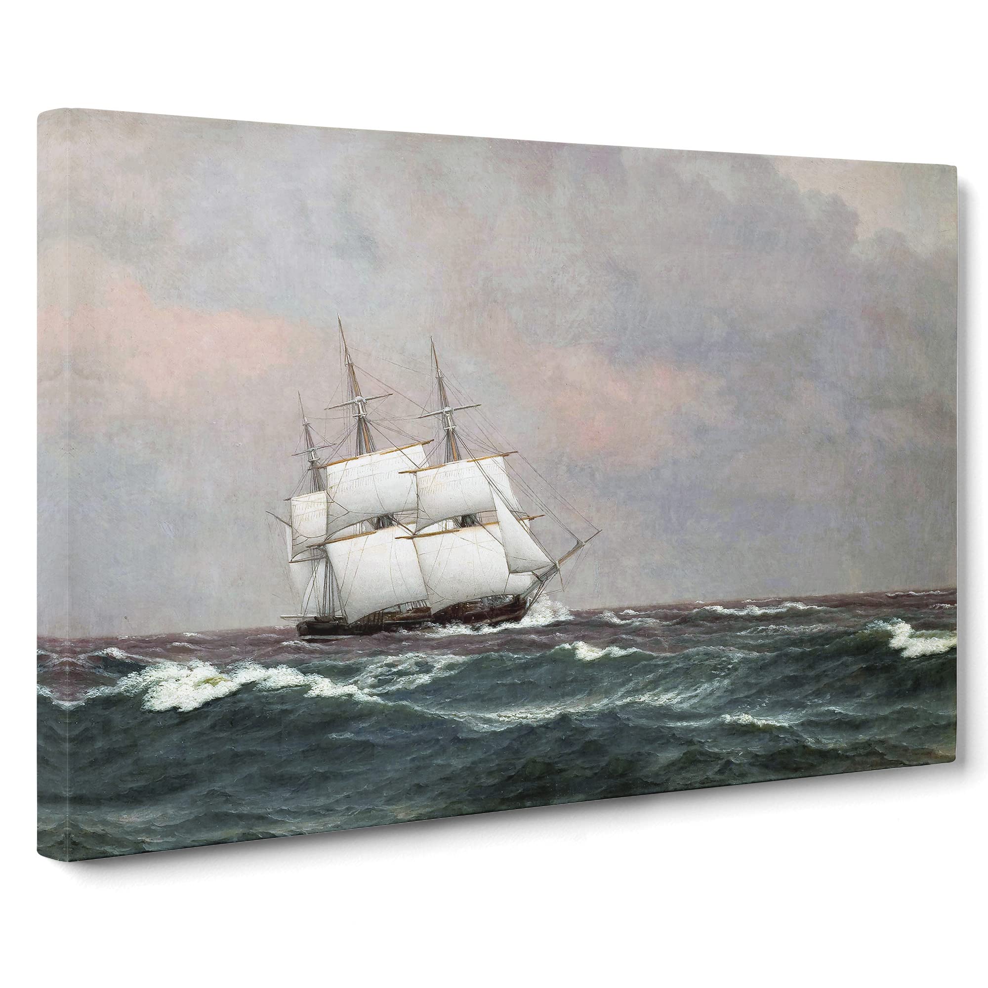 Christoffer Wilhelm Eckersberg Sailing Ship Vol.2 Canvas Print | Gallery Wrapped 30mm Frame Wall Art | 20x14 inches | Ready to Hang | Modern Seascape Picture | Living Room Bedroom Lounge Office