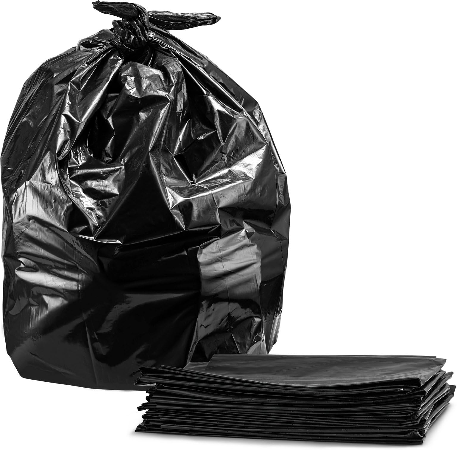 42 Gallon Trash Bags, Extra Long Non-Slip Design, Durable Large Trash Bags at an Equivalent to 2.5mm Strength Thick, Tear and Leak Resistant Large Black Trash Bags
