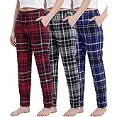 Sexy Basics Women's Lounge & Sleep PJ Pants | Soft Flannel Brush Long Bottoms |Drawstring & Pockets | Multi Packs