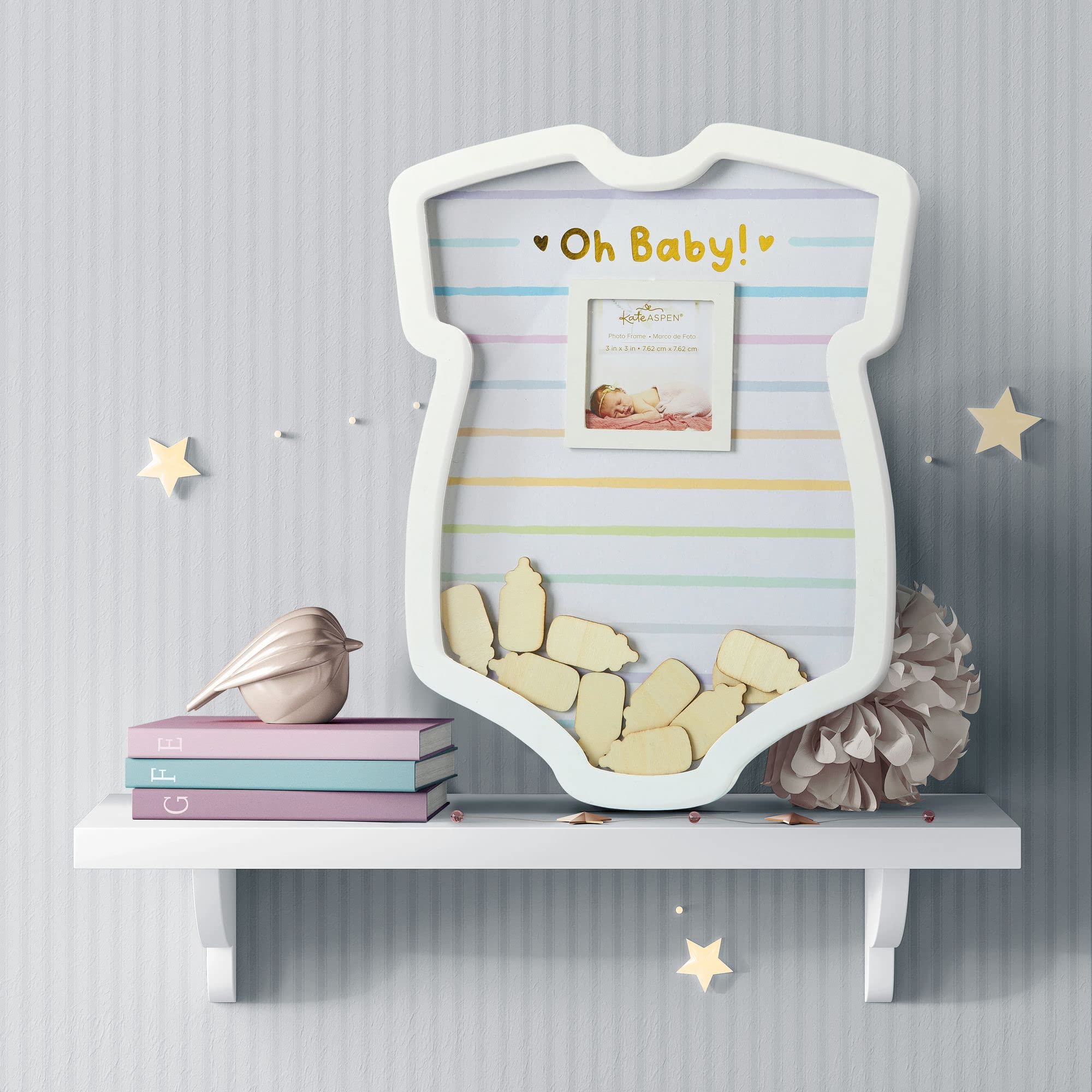 Kate Aspen Onesie Shaped Baby Shower Guest Book Shadow Box & Nursery Decoration Sonogram Picture Frame Alternative Guestbook (22130NA)