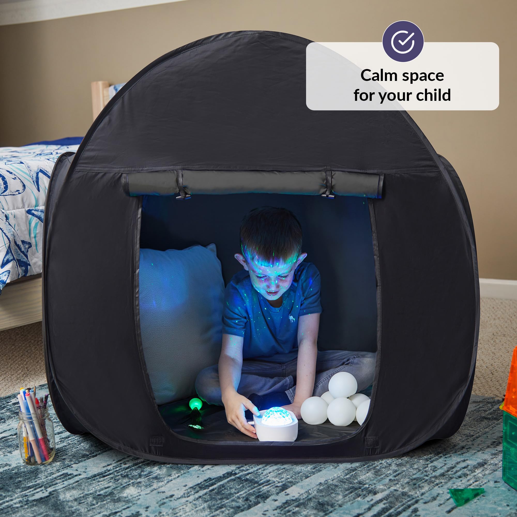 Sensory Play Tent | Calming Hideout for Kids | Sensory Den | Pop-up | Blackout | Indoor Tent | Easy to Setup | Helps with: SPD, Anxiety, ADHD, Autism & More | Single Size