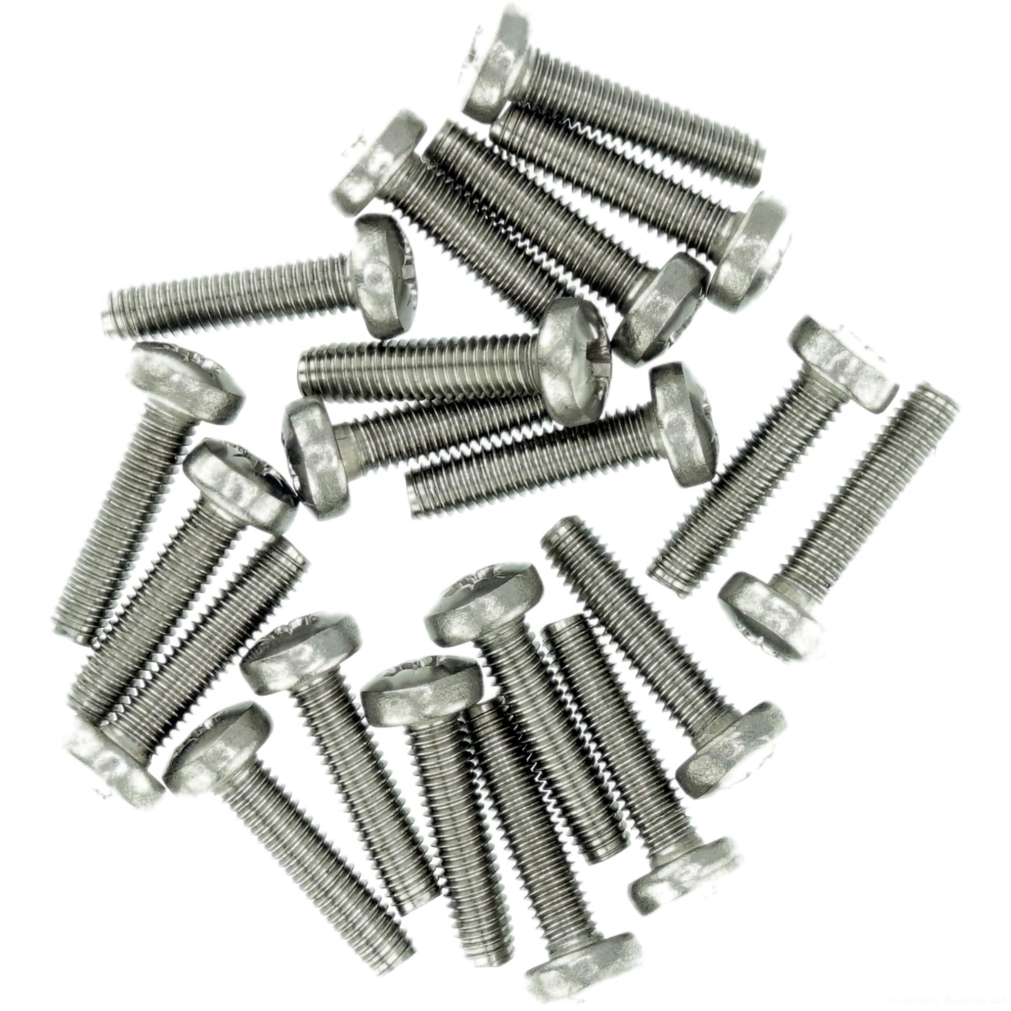 M3 (3mm x 8mm) Pozi Pan Thread Rolling Screw - Stainless Steel (A2) (Pack of 20)