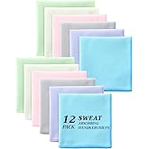HunnmingRe 12 Pack Sweat Absorbing Handkerchiefs 10" x 10" Pocket-sized Sweat Towels Rags for Men & Women for Face Gym Sports