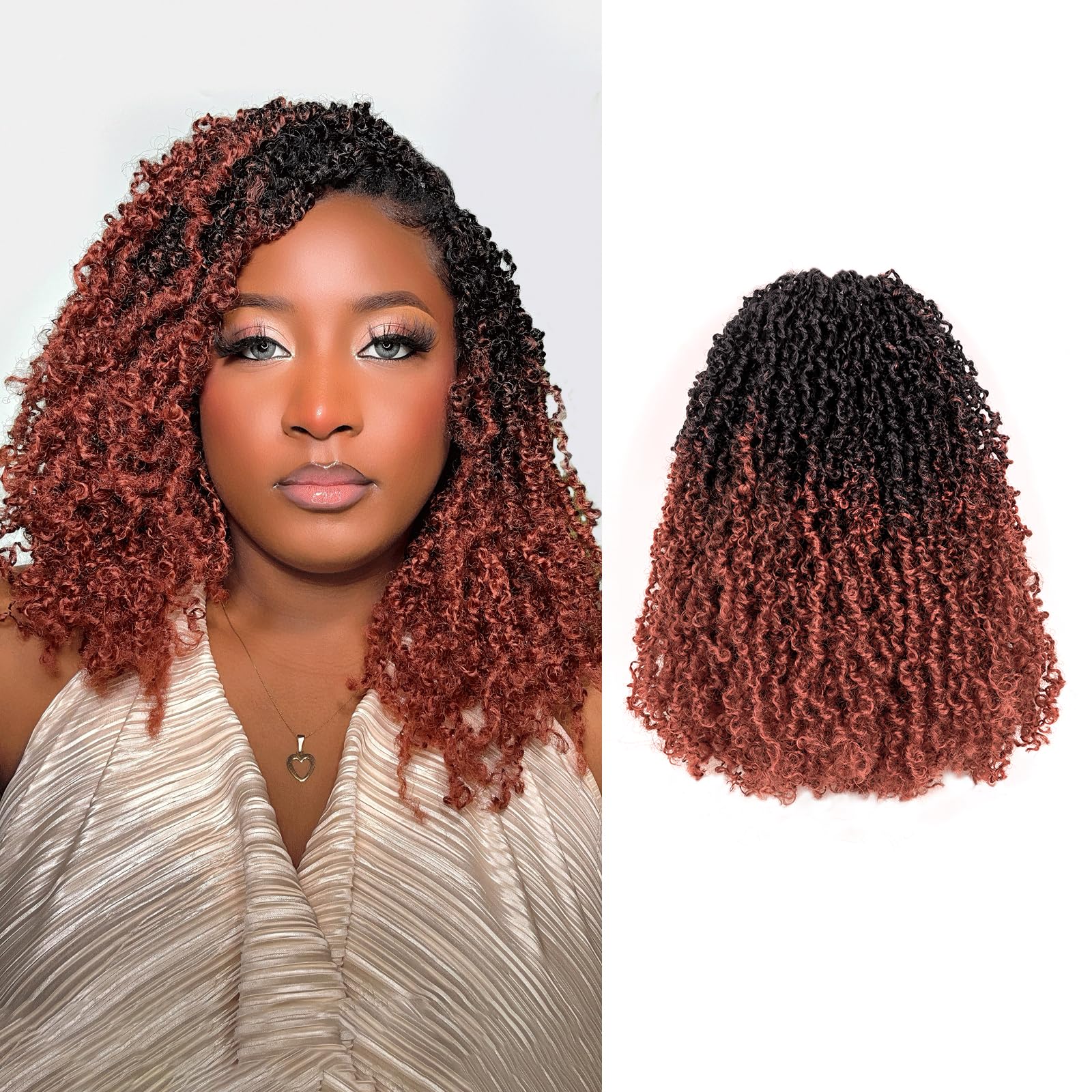 Photo 1 of Toyotress Yanky Twist Crochet Hair - 12 Inch 8 Packs (30 Strands/Pcs) Fluffy Spring Mini Twist Short Bob Passion Twist, Ombre Ginger Pre-Looped Crochet Braids Braiding Hair (12 Inch, OT350-8P)