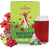 LoveinTea Hibiscus Herbal Tea LoveinTea Herbal Tea Bags, Premium Natural Herbal Blend, Caffeine-Free, Aromatic & Smooth Taste, Plant-Based Pyramid Bags, 30 Count, 100% Natural Vietnamese Hibiscus Blend, Caffeine-Free, Plant-Based Pyramid Bags, 30 Count (Hibiscus)