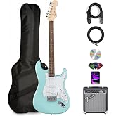 Fender Squier Stratocaster Electric Guitar - Daphne Blue Bundle with Fender Frontman 10G Amplifier, Gig Bag, Cable, Strap, Picks, and Austin Bazaar Instructional Video