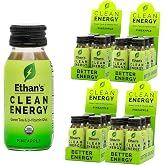 Ethan's Organic Clean Energy Shots Pineapple, 24 Pack of 2oz | 150mg Caffeine | Green Tea, Guayusa, Lion's Mane &amp; Cordyceps | Sugar-Free, Vegan, Gluten-Free, USDA Organic