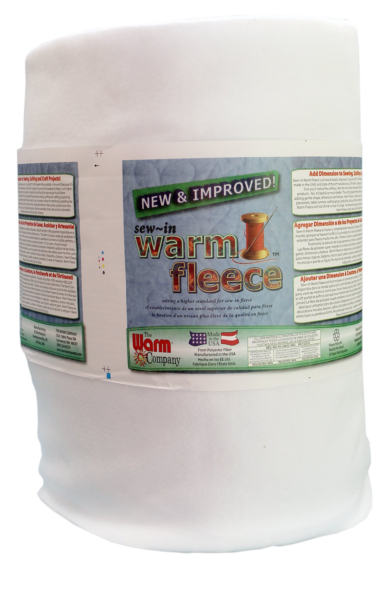 Warm Company Warm Fleece Polyester Sew-In Batting, Multi-Colour