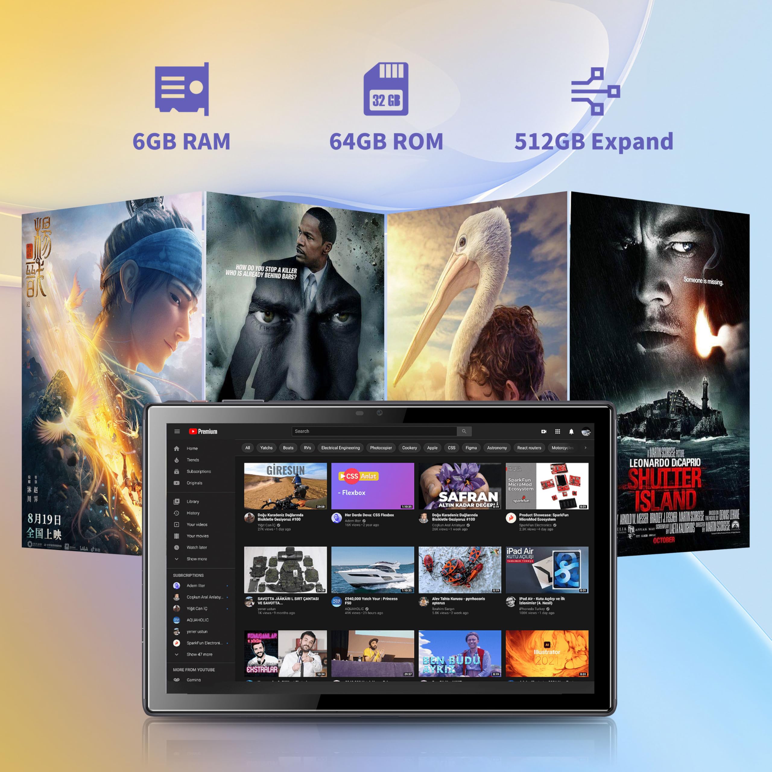 BYYBUO Tablet 10.1 inch Android 14 Tablets,6GB RAM+64GB ROM Quad-Core Processor 5000mAh Battery, 1280x800 IPS HD Touchscreen 5MP+8MP Camera, Bluetooth,WiFi (Grey)