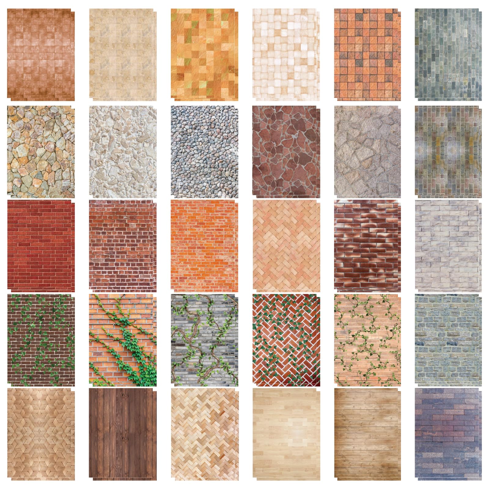 60 Pcs Dolls House Wallpaper Set, Realistic Brick Effect Wallpaper, Self Adhesive Doll House Accessories for DIY Miniature Models, Perfect Handmade Gifts for Children & Family, Friends