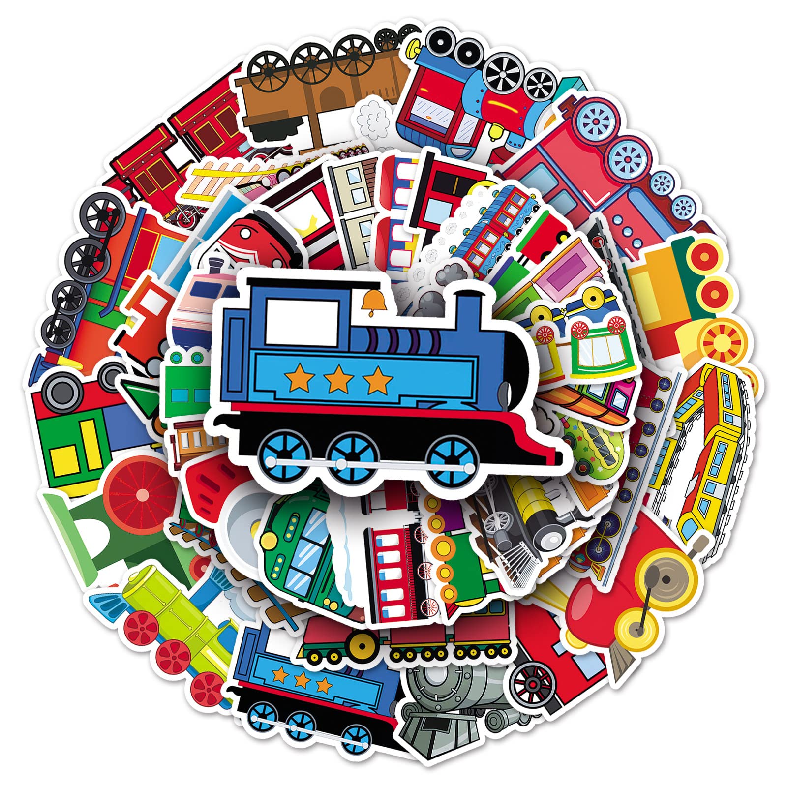 Train Stickers for Laptop(50 PCS),Gift for Children Teens Adults Girl Boys,Waterproof Stickers for Water Bottle,Train Vinyl Stickers for Scrapbook,Skateboard,Bike,Phone,Dairy — image 1
