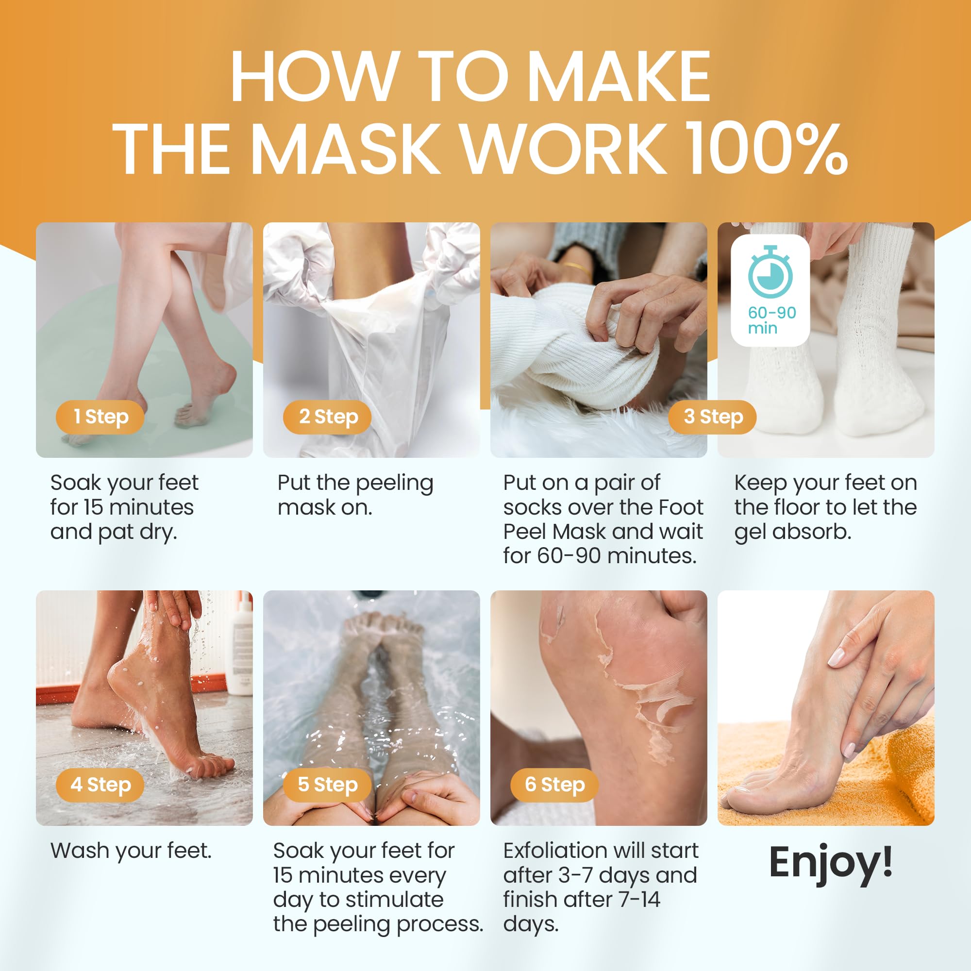 Foot Peeling Mask for Dead Skin Remover & Deep Moisturize | 2 Pairs | Dermatologically Tested - Foot Peel Mask for Dry Cracked Feet - Foot Mask make Soft Baby Feet for Men & Women | Aloe Vera