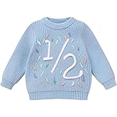 IDOPIP Toddler Baby Girls First Birthday Outfit Boho Embroidery One Sweater Top Knit Pullover Sweatshirt Fall Winter Clothes