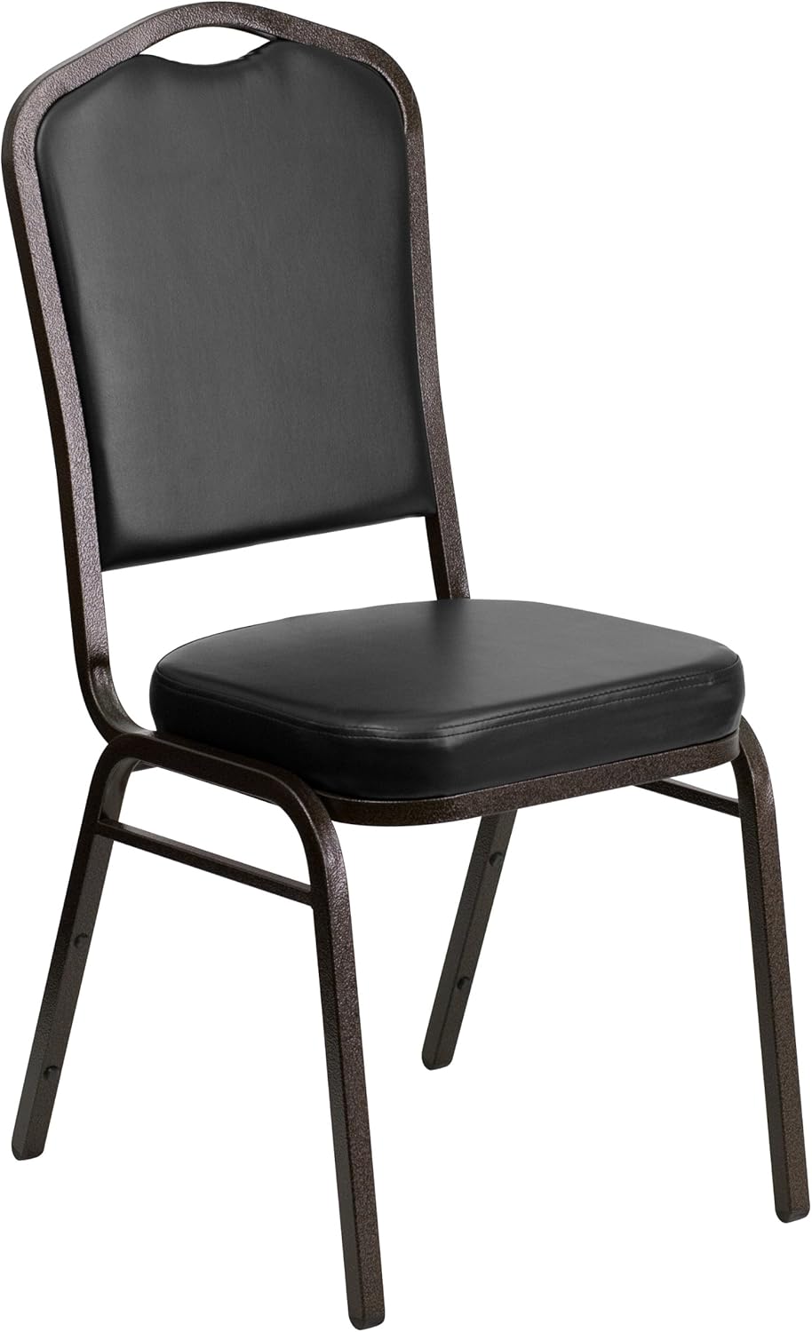 Flash Furniture HERCULES Series Crown Back Stacking Banquet Chair in Black Vinyl - Gold Vein Frame: Furniture & Decor