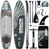 11'x34 Ultra Wide Inflatable Paddle Board, Stand Up Paddle Board &amp;420lb Capacity for All Skill, Paddle Board for Yoga/Family, EVA Deck, US Fin, 100L Bag, High-Pressure Pump, Safety Leash