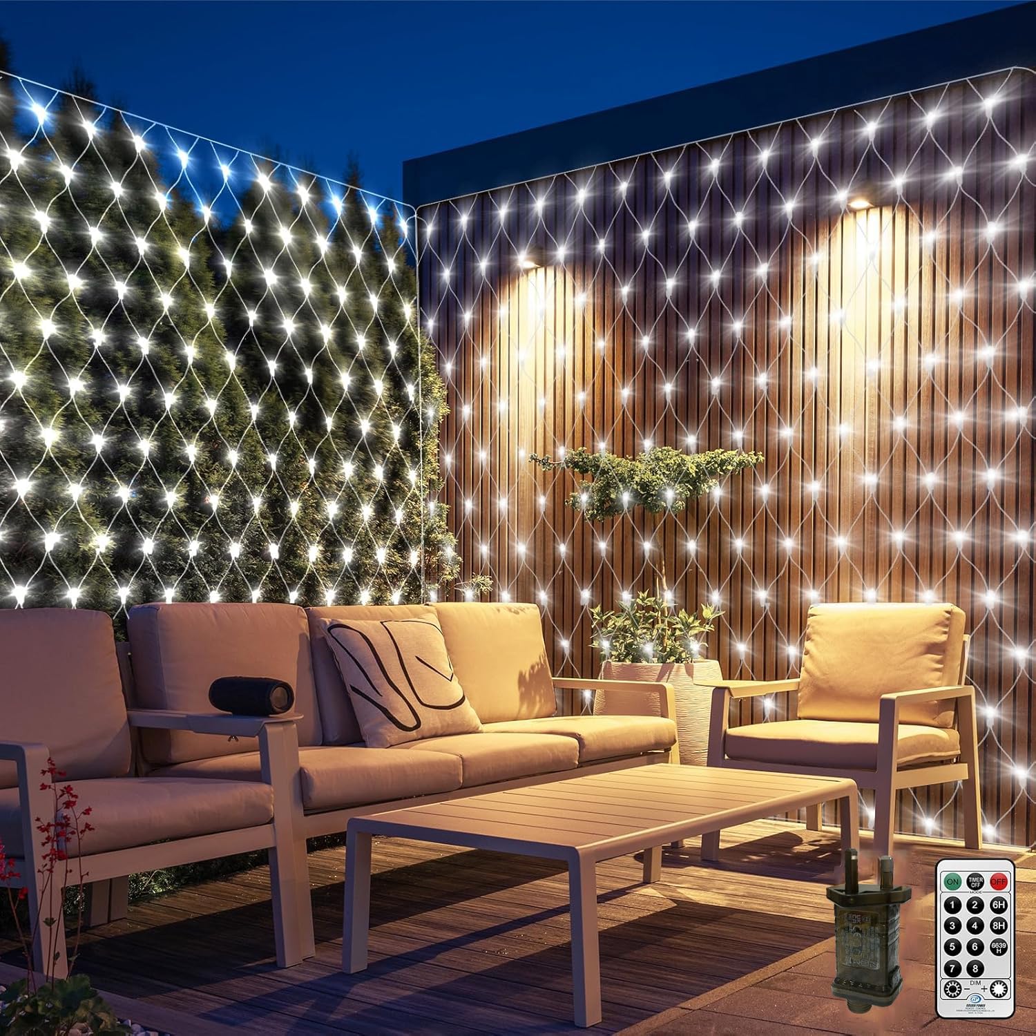 CORST 6X2M 300LEDs Net Lights Outdoor Plug in,Large Mesh Net Fairy Light String Outside Garden Light with Remote Timer for Bushes,Waterproof,Connectable,8Modes for Gazebo,Balcony,Curtain(White)