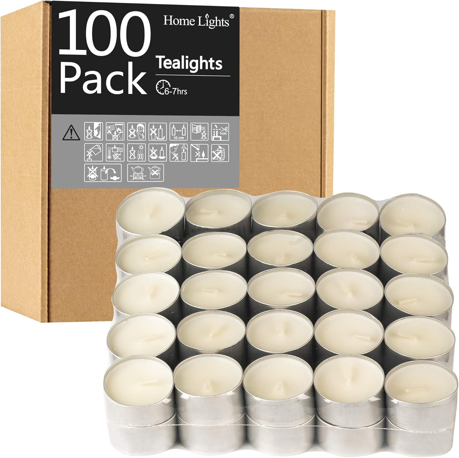 Home Décor - HomeLights Unscented White Tealight Candles -100 Pack, 6 to 7 Hour Burn Time Smokeless, Mini Votive Paraffin Candles with Cotton Wicks for Shabbat, Weddings, Christmas, Home Decor