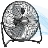 EZ-CHILL 12&rdquo; Cradle Floor Fan, 3 Speed, High Velocity, 180 Degree Adjustable Tilt, All-Metal, Carry Handle, Rubber Feet, Airflow 15.42 ft/sec, Ideal for Home, Bedroom &amp; Office, Black