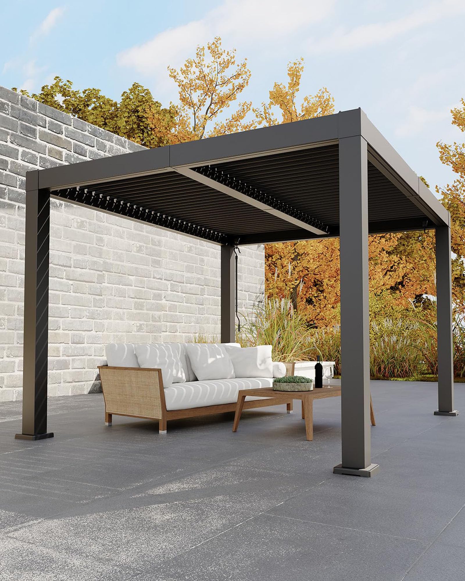 Photo 1 of Garveelife All-Aluminum Louvered Pergola 10 ft x 12 ft, Outdoor Pergola with Adjustable Louvered Roof, Reinforced Aluminum Frame, Integrated Drainage System, Hardtop Gazebo for Patio, Deck, Gray