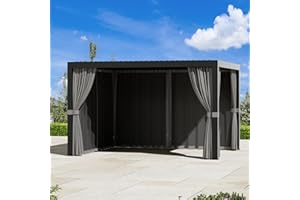 MODERN SHADE OUTDOOR LIVING SPACES Modern Shade Outdoor Pergola Privacy Curtains & Mosquito Netting with Zipper for 10' x 12' Louvered Pergola, Replacement Universal 4-Panel Sidewalls, Replacement for Outdoor, Gray