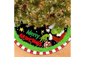 BATERZO Christmas Tree Skirt 48 Inch, Soft and Funny Merry Christmas Tree Collar Farmhouse Xmas Holiday Decoration (Style B)