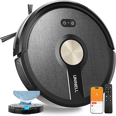 Saugroboter mit Wischfunktion 5000Pa, Staubsauger Roboter 3 in 1 mit 180Min Laufzeit, Staubsaugroboter mit Auto-Teppich-Boost Roboterstaubsauger für Tierhaare Teppich Böden, APP Steuerung