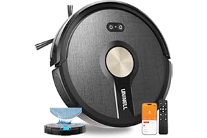 uninell Robot Vacuum and Mop Combo,5000Pa Robotic Vacuum Cleaner,180mins Runtime Vacuum Robot with App/Remote/Alexa Control, Ideal for Hard Floor/Carpet/Pet Hair, Self-Charge,Schedule Clean(UR1)