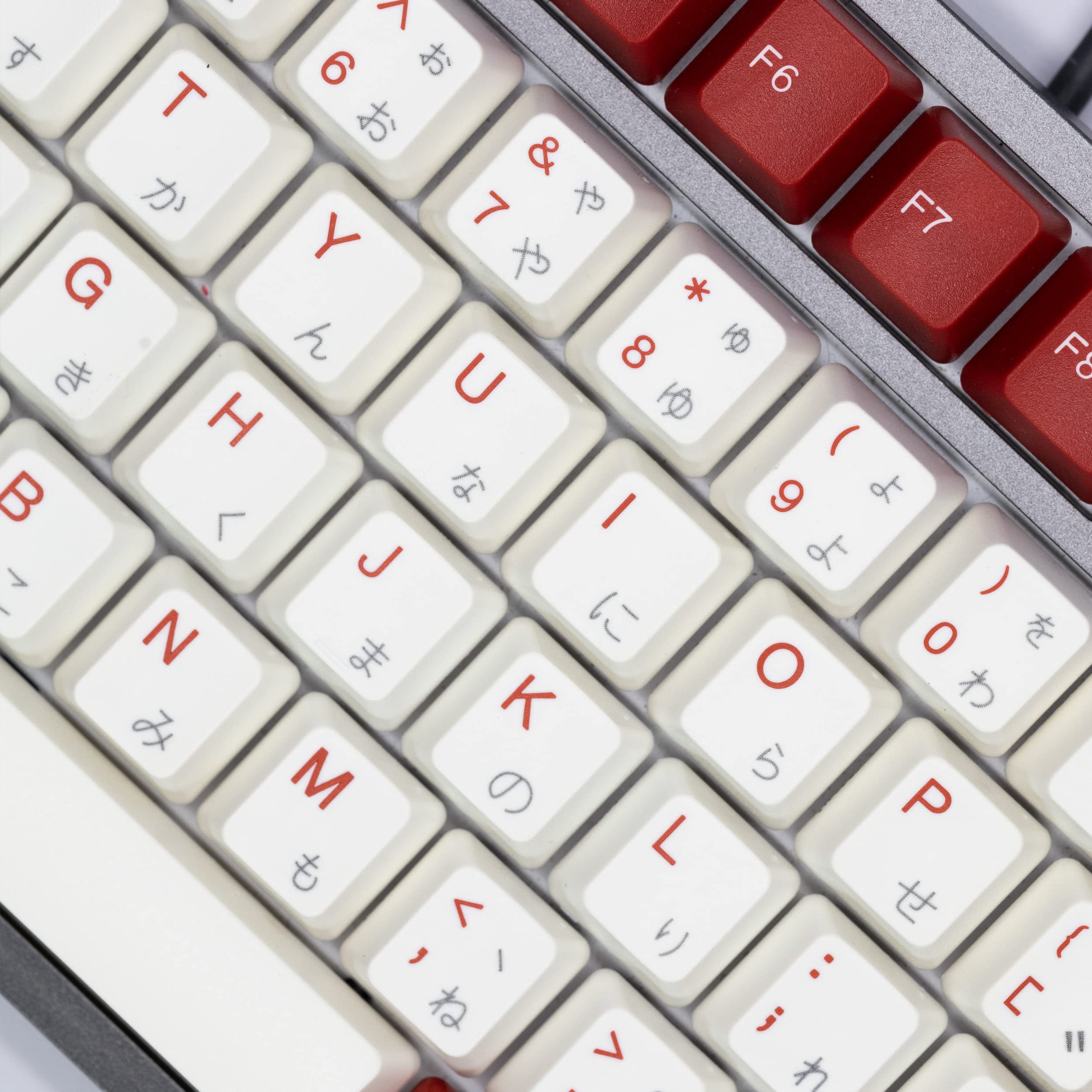 Photo 1 of TAI-HAO US Layout+Japanese Characters are Laser Engraved /115 Red and White ANSI Layout Compatible with All MX Types Keyboards(61/87/104/108+1.75U Shift Key) Double Shot Keycap Set