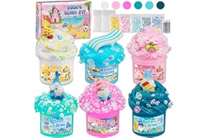 LAWOHO 6 Pack Slimes, Pink & Blue Slime Kit for Kids Ages 4-12 with Cloud, Butter & Water Slime, Non-Sticky Soft Sensory Toys, Slime Party Favors, Goodie Bag Stuffers for Girls & Boys Birthday Gifts