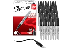 Sharpie Permanent Markers, Fine Point, Black, 40 Count - Quick Drying, Bulk Set for Classroom, Poster Boards, Office, Home, T