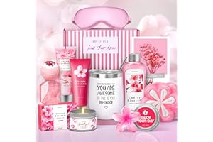 LUCOTIYA Gifts for Women Birthday Gifts, Spa Gifts Set- 10 Pcs Christmas Valentine's Mother's Day Gifts and Cherry Blossoms Self Care Package Gifts Women, Relaxing Gifts Basket