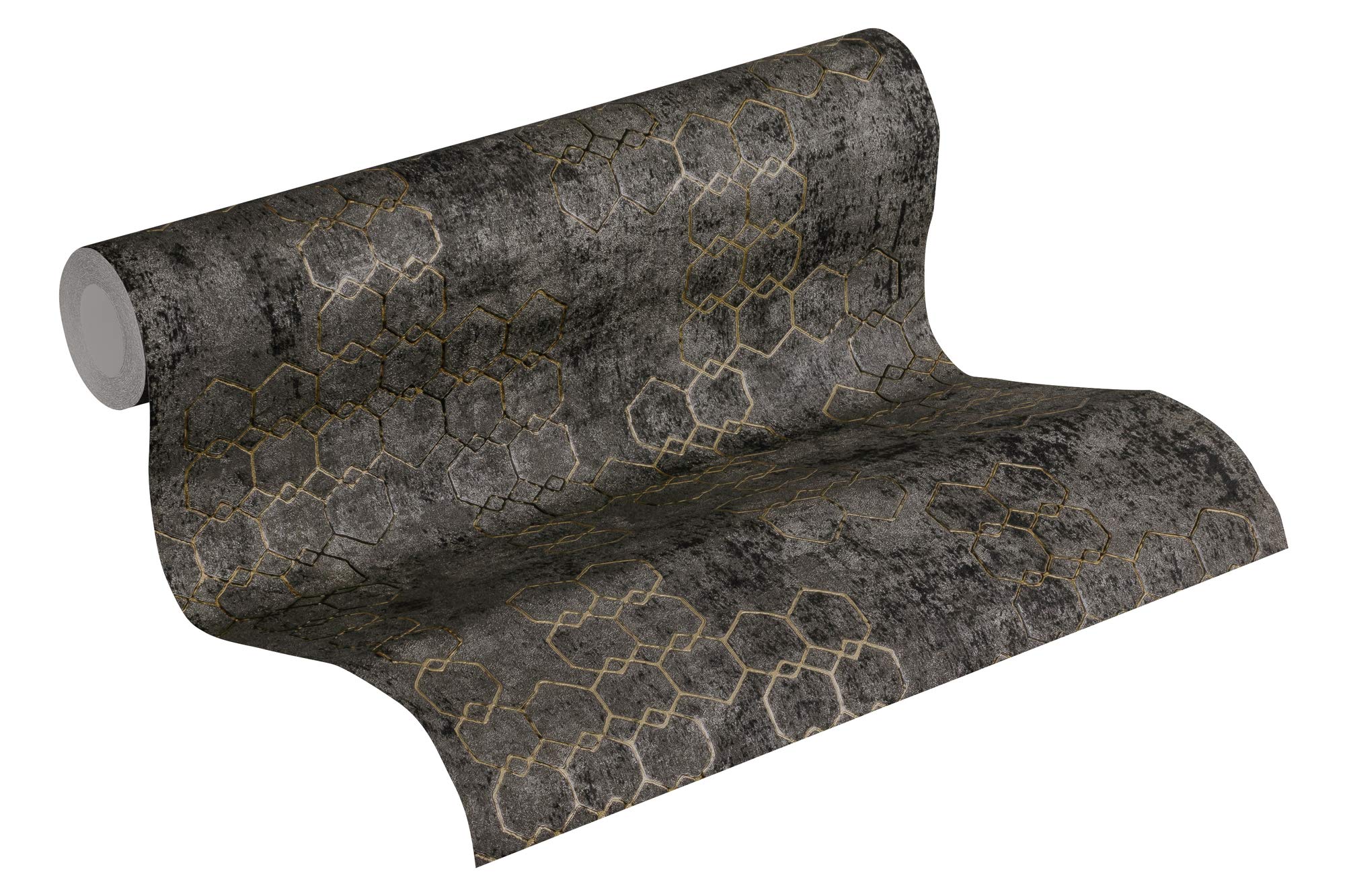 Livingwalls Luxury Wallpaper Urban Grace New Walls A.S. Création Non-Woven Wallpaper 10.05 m x 0.53 m Black Gold Made in Germany 374246 37424-6