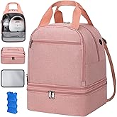 OCKLILY Pump Bag, Breast Pump Carrying Bags with Ice Pack & Waterproof Mat, Breast Pump Bag Compatible with Spectra S1 S2, Pumping Bags Milk Bottle Cooler for Work Travel Camping, Pink