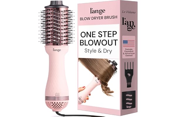 L'ANGE HAIR Le Volume 2-in-1 Titanium Brush Dryer Blush | 75 MM Hot Air Blow Dryer Brush in One with Oval Barrel | Hair Style