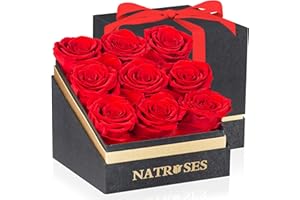NATROSES Forever Preserved Roses in a Box, 100% Real Roses That Last Up to 3 Years, Flowers for Delivery Prime Birthday, Valentines Day Gifts for Her, Birthday Gifts (Red)