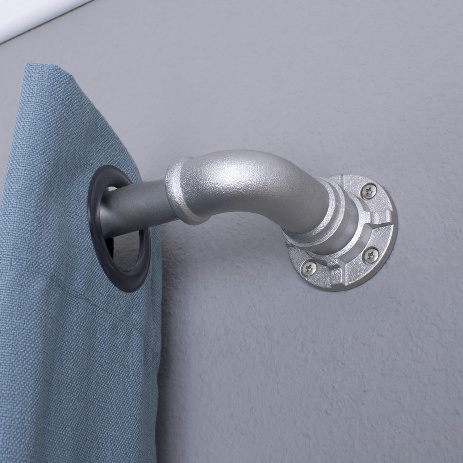 Decopolitan Industrial Wrap Around Telescoping Curtain Rod Set, 72-144", Black: Home & Kitchen