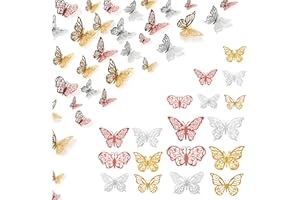 Witwatia 3D Butterfly Wall Decor, 72Pcs 6 Styles 3 Sizes, Removable Butterfly Wall Stickers, Gold Butterfly Decorations for B